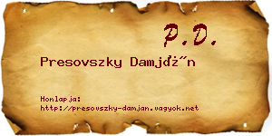 Presovszky Damján névjegykártya